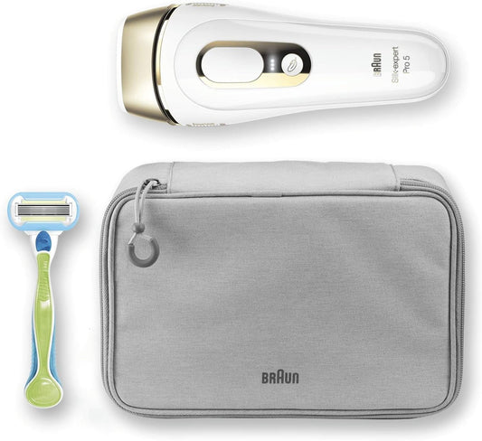 Braun Silk·expert Pro 5 Épilateur À Lumière Pulsée, Blanc/Doré, PL5014