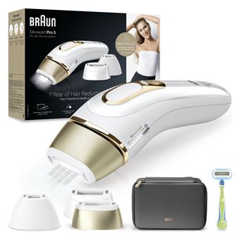 Appareil à Lumière Pulsée Braun Silk expert Pro 5 PL5242 Blanc et Doré