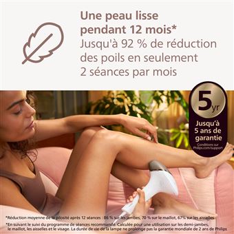 Epilateur à lumière pulsée avec SenseIQ Philips BRI949/00 Series 8000 Blanc et Rose